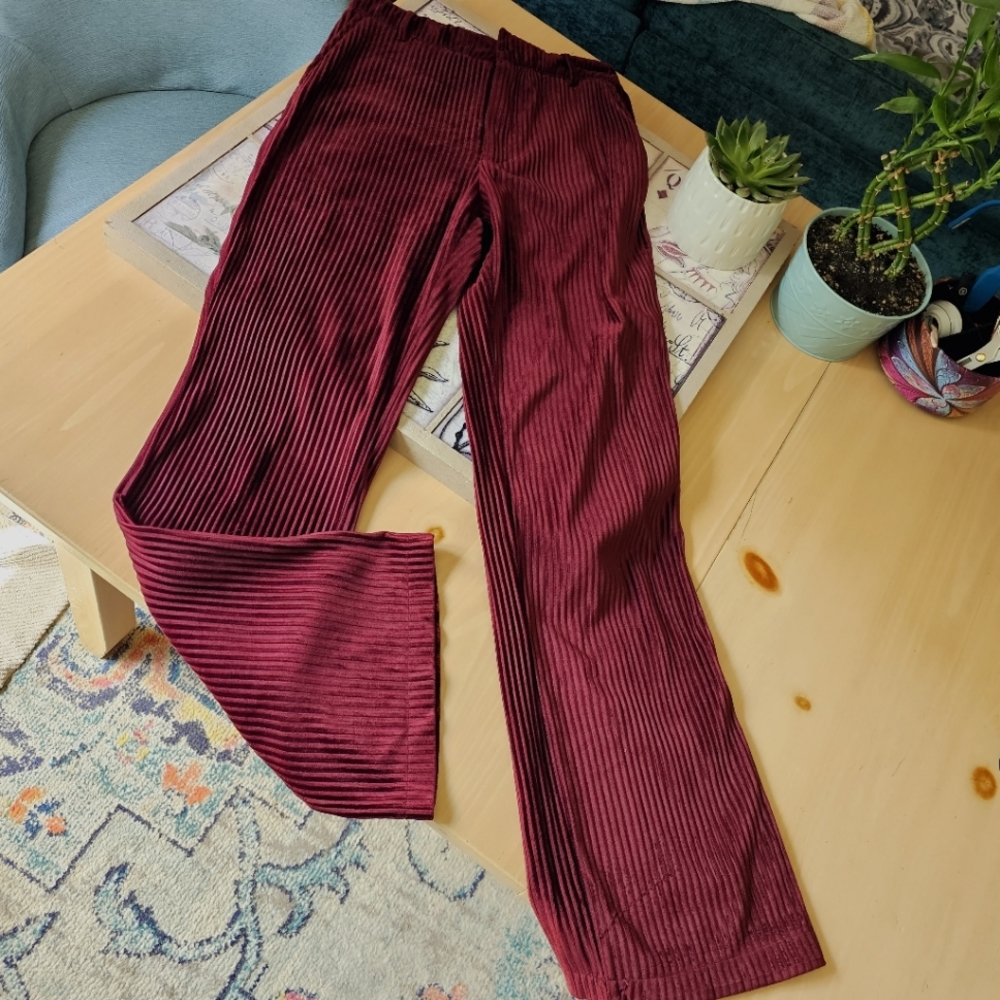 Urban Outfitters Deep Maroon Wide Leg Pants